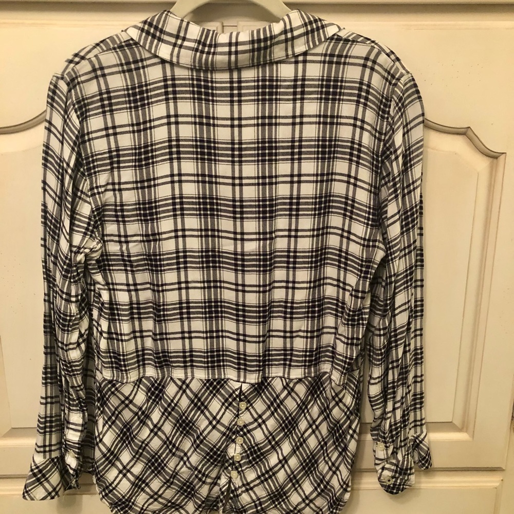 Talbot’s Black and White Plaid Blouse - Picture 3 of 4